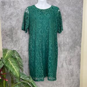 Olivia Matthews Lace over Holiday cocktail party midi dress women’s 3X